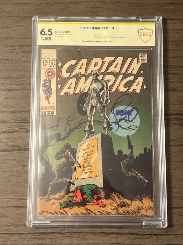 Captain America #113 CBCS 6.5 Signature Series Signed by Jim Steranko 1969