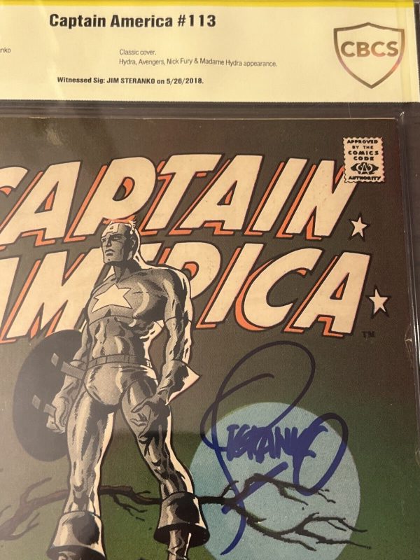 Captain America #113 CBCS 6.5 Signature Series Signed by Jim Steranko 1969