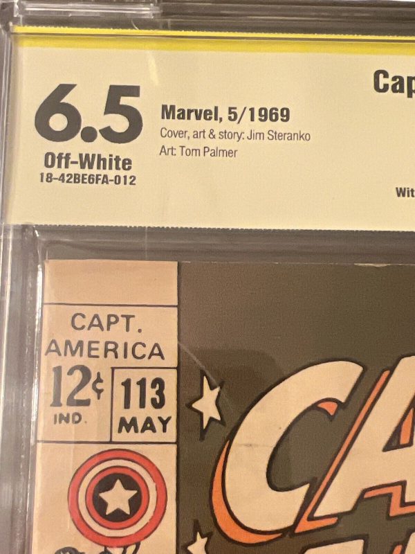 Captain America #113 CBCS 6.5 Signature Series Signed by Jim Steranko 1969