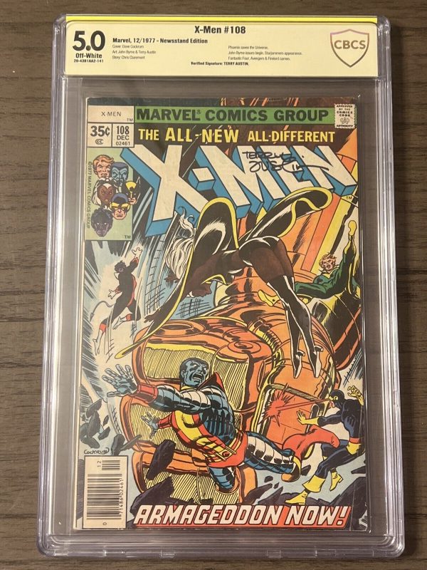 X-Men #108 NEWSSTAND 1977 SS Signed Terry Austin; CBCS 5.0 First Byrne Issue