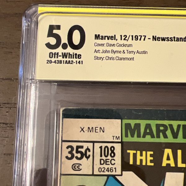 X-Men #108 NEWSSTAND 1977 SS Signed Terry Austin; CBCS 5.0 First Byrne Issue