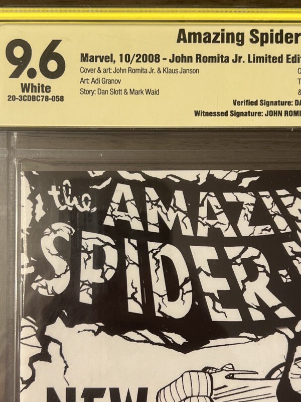 The Amazing Spider-Man #568 SS CBCS 9.6 Romita Jr. Sketch Variant Autographs