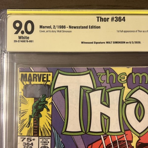 Marvel 1986 Thor #364 SS CBCS 9.0 NM+ with White Pages Walt Simonson SIGNED
