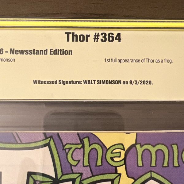 Marvel 1986 Thor #364 SS CBCS 9.0 NM+ with White Pages Walt Simonson SIGNED