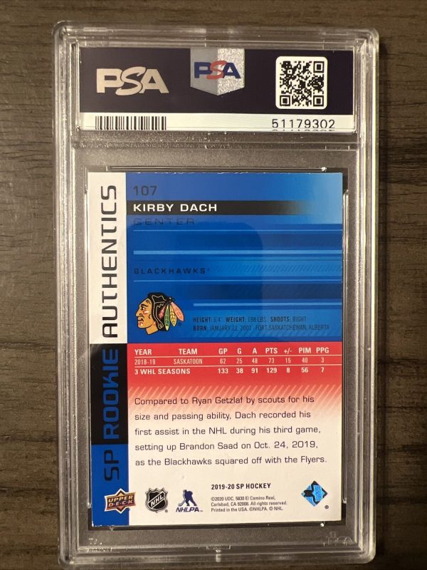 2019 Upper Deck SP Kirby Dach Rookie Authentics Blue #107 - PSA 8.5