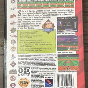 ESPN Baseball Tonight Sega Genesis Tested Video Game Ships Fast!