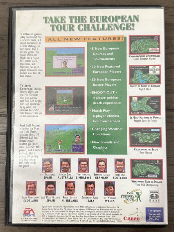 PGA European Tour Golf (Sega Genesis, 1994) CIB Complete in Box w/ Manual