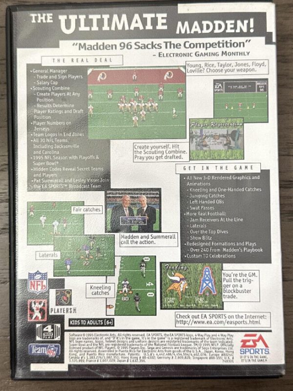 Madden NFL 96 (Sega Genesis, 1996) Complete CIB Excellent Shape