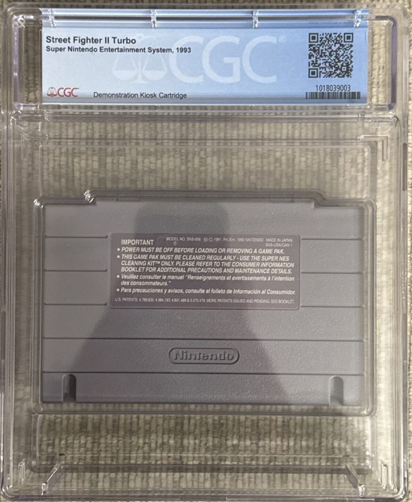 Not For Resale NFR Street Fighter II Turbo Demo Super Nintendo SNES CGC 8.5 RARE