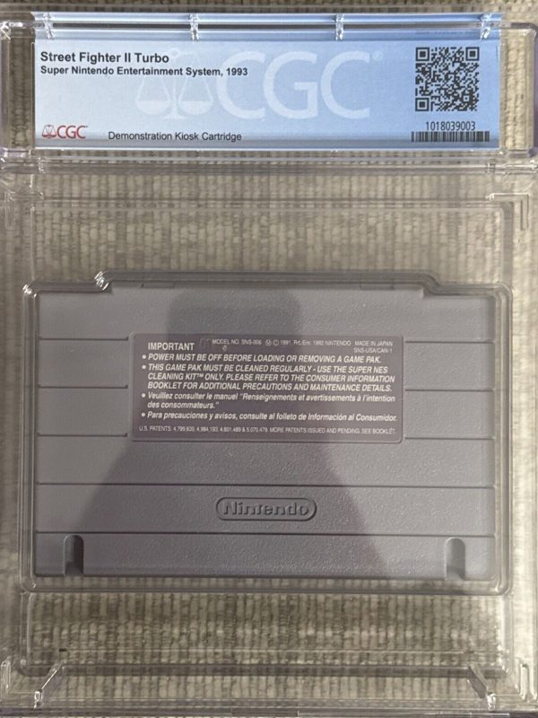 Not For Resale NFR Street Fighter II Turbo Demo Super Nintendo SNES CGC 8.5 RARE