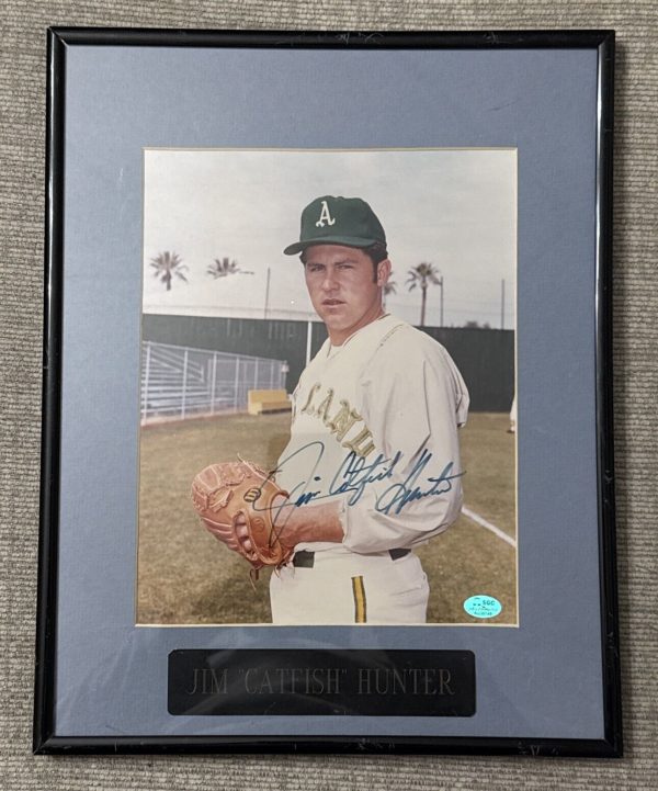 Jim Catfish Hunter Autograph Photo Signed 11x14 Framed Oakland Athletics SGC