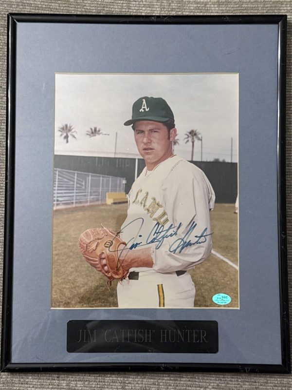 Jim Catfish Hunter Autograph Photo Signed 11x14 Framed Oakland Athletics SGC