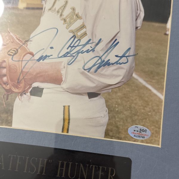 Jim Catfish Hunter Autograph Photo Signed 11x14 Framed Oakland Athletics SGC