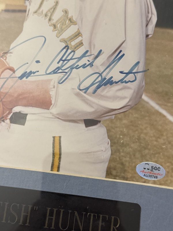Jim Catfish Hunter Autograph Photo Signed 11x14 Framed Oakland Athletics SGC