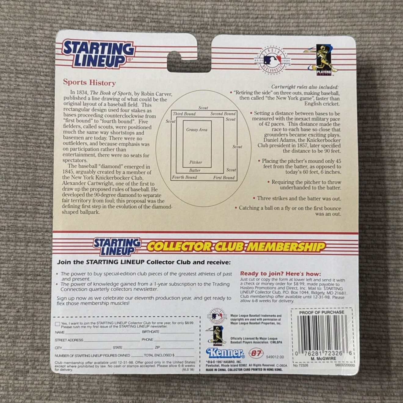 1998 Starting Lineup Baseball Mark McGwire Home Run History ,priced to sell