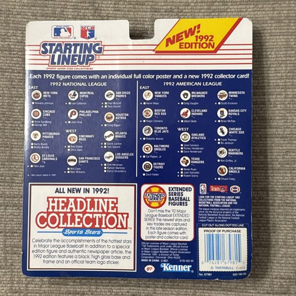 1992 Starting Lineup MLB Danny Tartabull New York Yankees Figure, Card, Poster