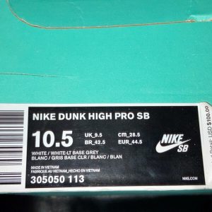 NIKE DUNK HIGH PRO SB "WHITE ICE" WHITE-GREY SZ 10.5 SUPER RARE! [305050-113]