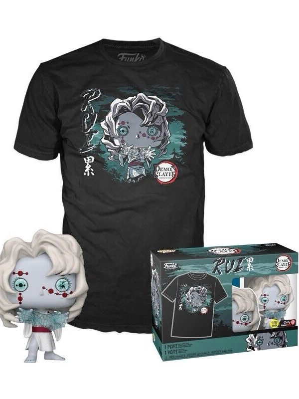 Funko Pop! Rui #1307 GITD - Demon Slayer Pop & Tee Bundle Size S Gamestop NEW