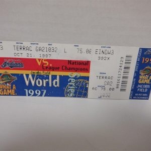 1997 WORLD SERIES Game 3 Full Ticket CLEVELAND INDIANS Jacobs Field MARLINS