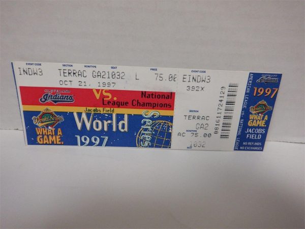 1997 WORLD SERIES Game 3 Full Ticket CLEVELAND INDIANS Jacobs Field MARLINS