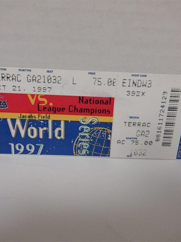 1997 WORLD SERIES Game 3 Full Ticket CLEVELAND INDIANS Jacobs Field MARLINS