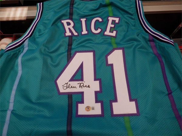 Glen Rice Autographed/Signed Jersey Beckett COA Charlotte Hornets