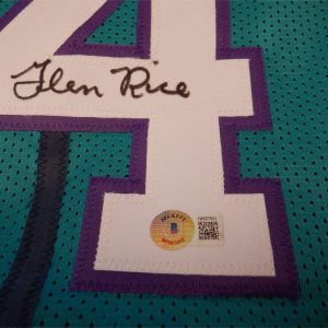 Glen Rice Autographed/Signed Jersey Beckett COA Charlotte Hornets