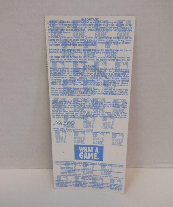 1997 World Series Ticket GAME 4 Florida Marlins At Cleveland Indians Full MINT
