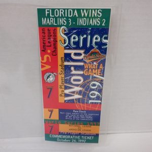 CLINCHER 1997 WORLD SERIES GAME 7 COMMEMORATIVE TICKET INDIANS FLORIDA MARLINS