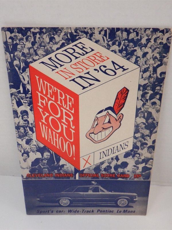1964 CLEVELAND INDIANS PROGRAM SCORECARD VS NEW YORK YANKEES MANTLE MARIS RARE