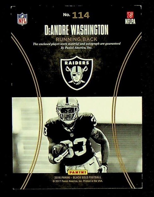 2016 Black Gold DeAndre Washington Sizeable Signatures Rookie Auto Patch #/225
