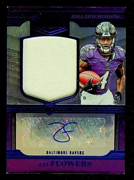 ZAY FLOWERS RPA Panini Plates & Patches RC Rookie Patch Autograph Purple #/50