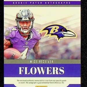 ZAY FLOWERS RPA Panini Plates & Patches RC Rookie Patch Autograph Purple #/50