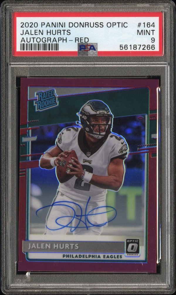 2020 Optic JALEN HURTS Red Rookie Auto /50 On Card Auto PSA 9 #164 Eagles