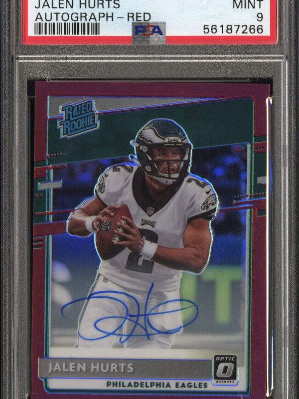 2020 Optic JALEN HURTS Red Rookie Auto /50 On Card Auto PSA 9 #164 Eagles