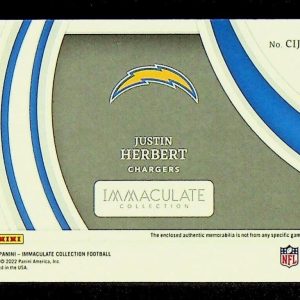 2022 Panini Immaculate Justin Herbert Clearly Immaculate Jersey Patch /99