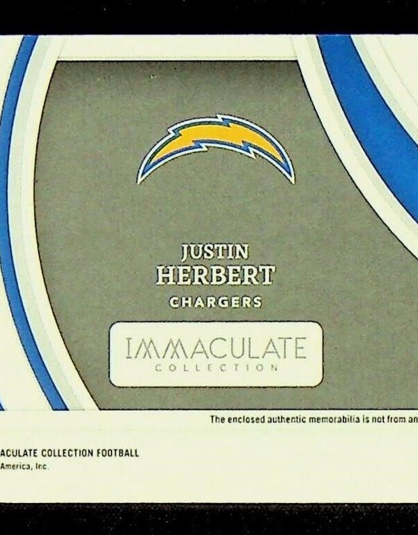 2022 Panini Immaculate Justin Herbert Clearly Immaculate Jersey Patch /99