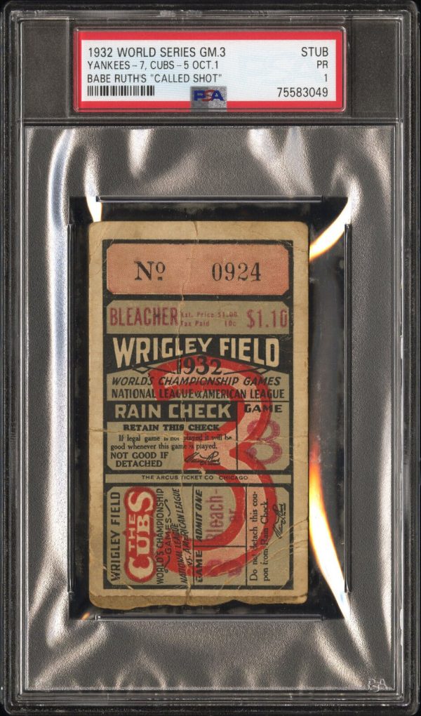 1932 World Series Game 3 Ticket Stub PSA 1 Babe Ruth Called Shot SCARCE!