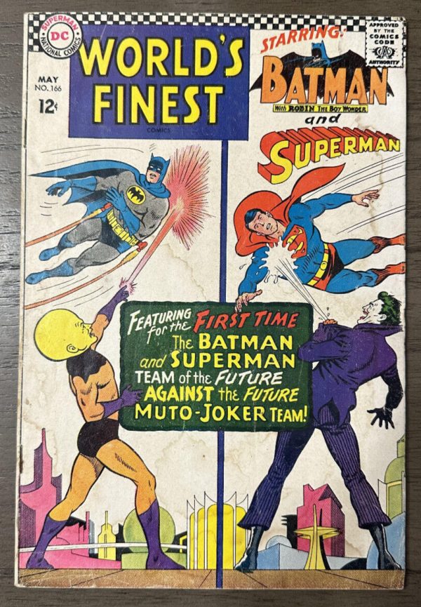 World's Finest Comics #166 (1967) Joker Cover! Team of the Future vs. Muto-Joker