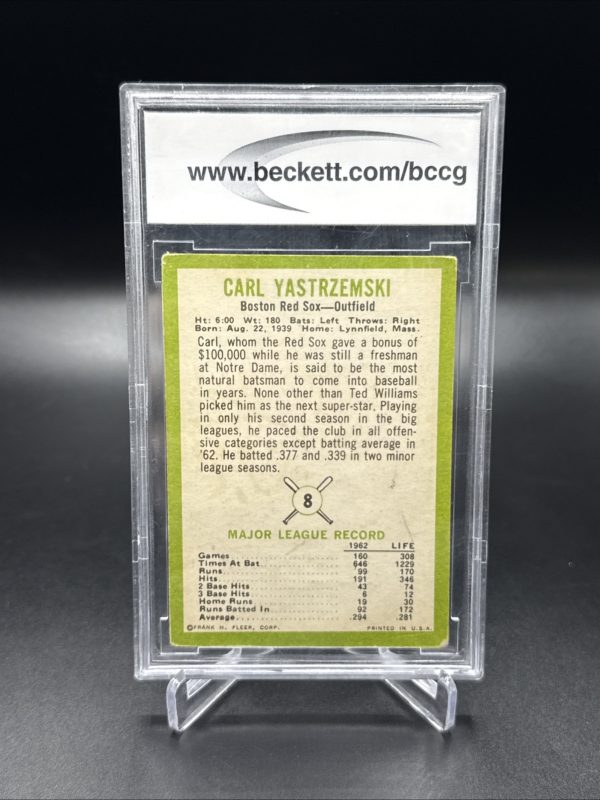 1963 Fleer Carl Yastrzemski #8 Beckett 7 VG+ HOF