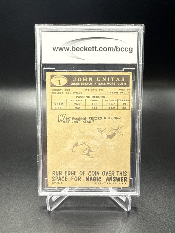 1959 Topps Football #1 Johnny Unitas Beckett 7 Very Good Or Better
