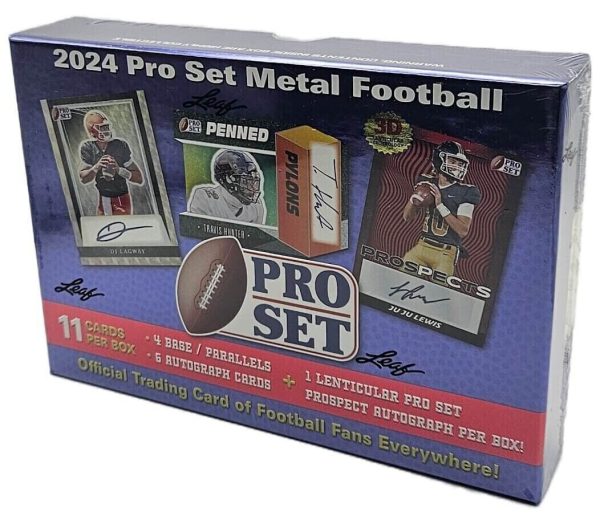 2024 Leaf Pro Set Metal Football Factory Sealed Hobby Box 11 Cards 7 Autographs!