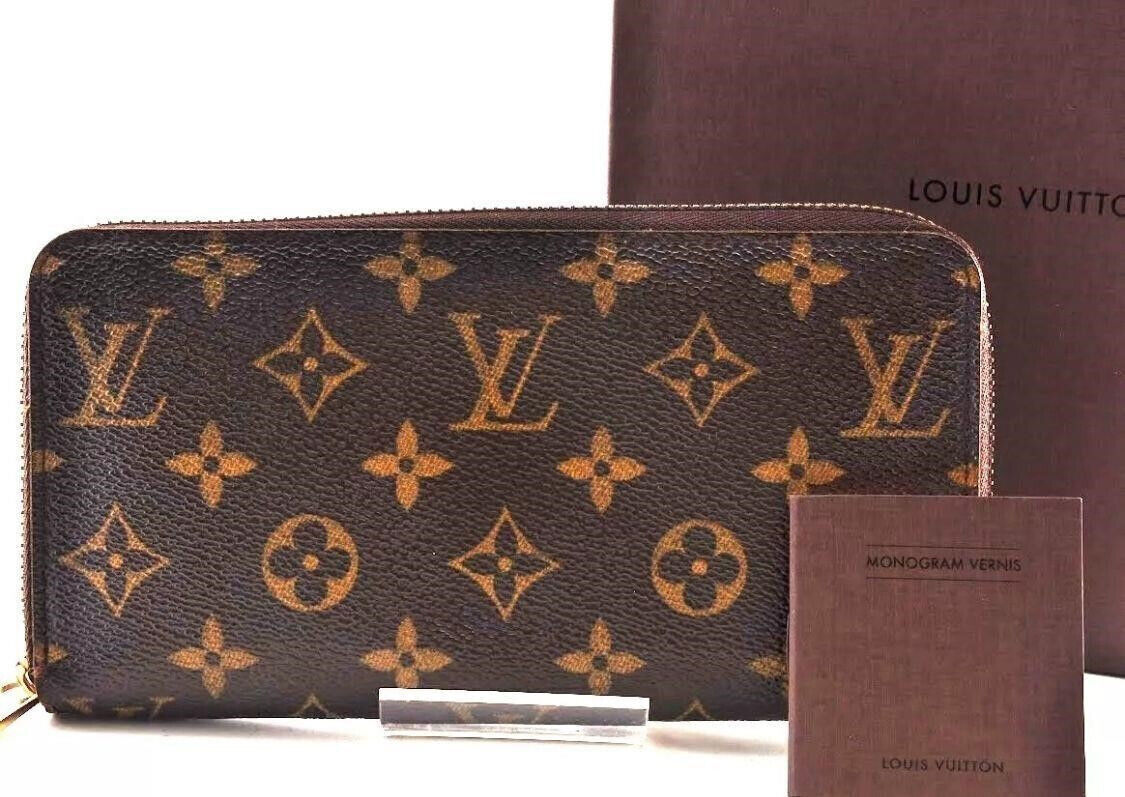 Louis Vuitton Monogram Long Wallet Leather Zip Used with Box