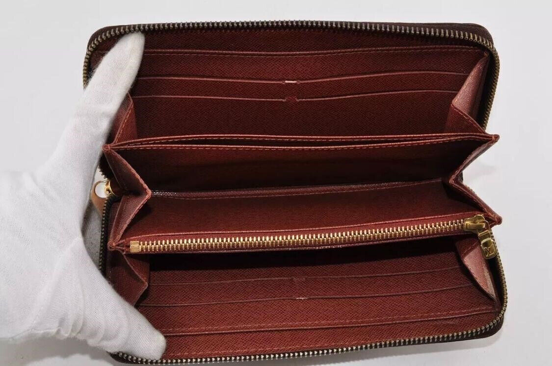 Louis Vuitton Monogram Long Wallet Leather Zip Used with Box