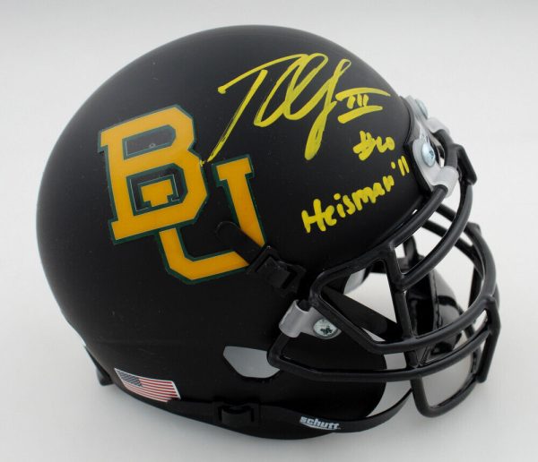 ROBERT GRIFFIN III RG3 SIGNED BAYLOR BEARS BLACK MINI HELMET BECKETT W/ HEISMAN