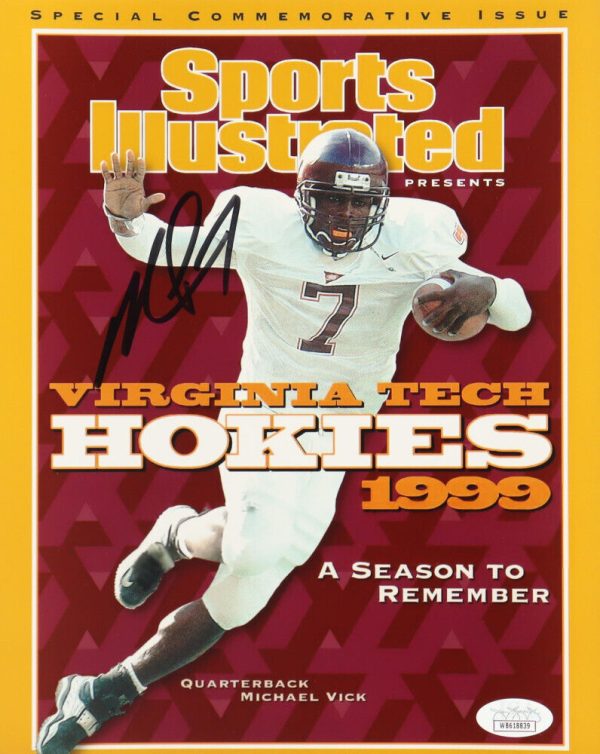 Michael Vick Virginia Tech Hokies Signed Sports Illustrated 8x10 Autograph Photo