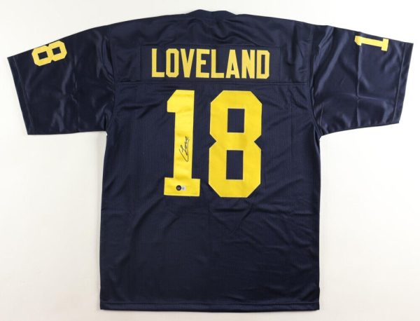 Colston Loveland Signed Blue Michigan Wolverines Custom Jersey Ntl Chmps BECKETT