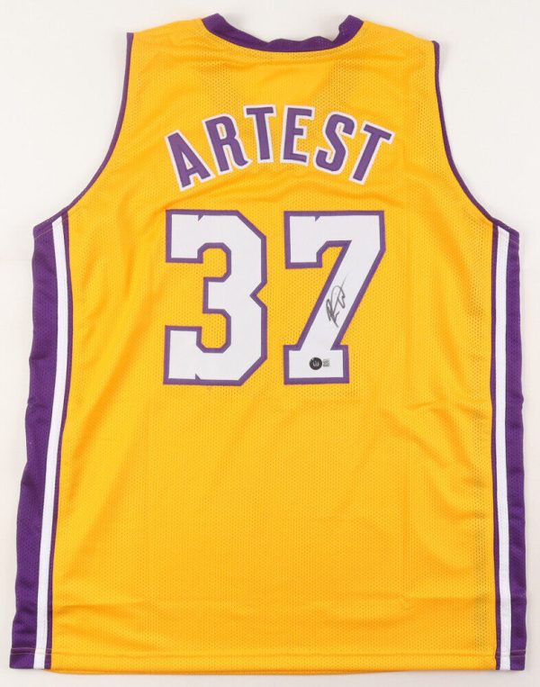 Los Angeles Lakers Ron Artest Signed Autograph Custom Gold Jersey Beckett