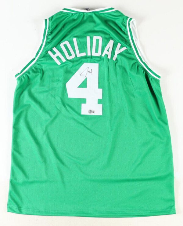 Jrue Holiday Autographed Green Boston Celtics Jersey Signed Beckett BAS COA XL