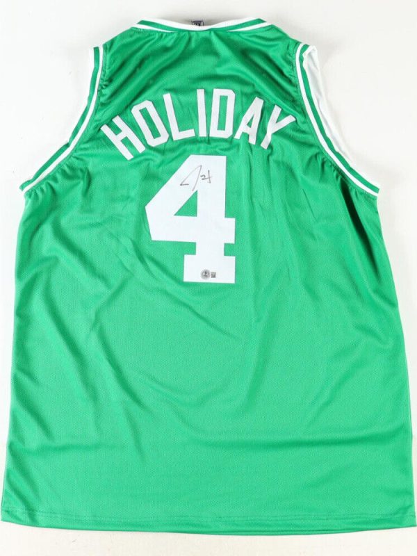Jrue Holiday Autographed Green Boston Celtics Jersey Signed Beckett BAS COA XL